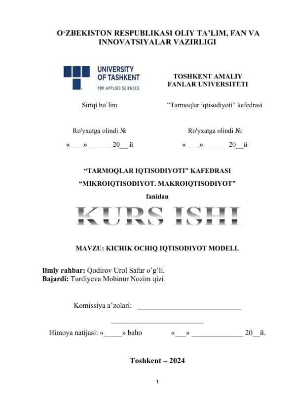 "Kichik Ochiq Iqtisodiyot Modeli"