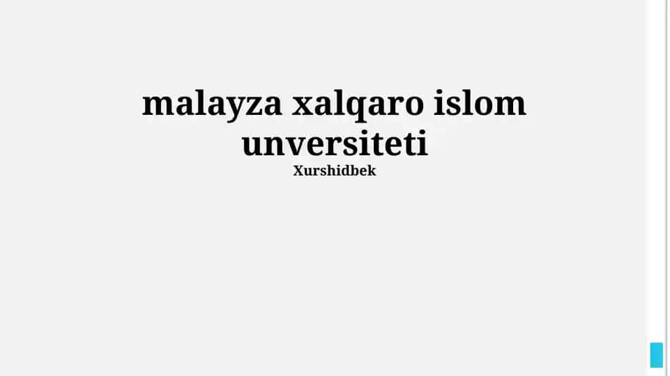 IIUM ta'lim dasturlari va fakultetlari haqida taqdimot