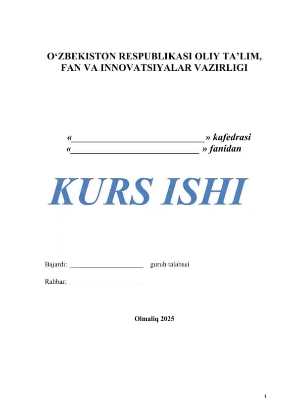Kurs ishi "Борлиқ ва ривожланиш фалсафаси"