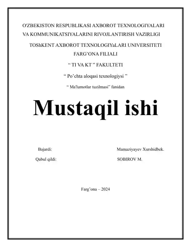 Ma'lumotlami saralash algoritmlari