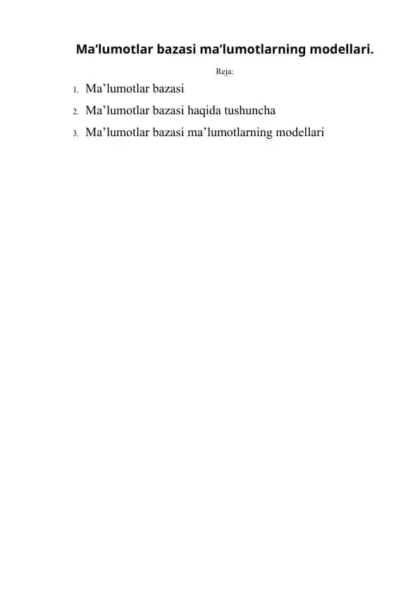 Ma'lumotlar bazasi