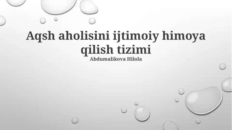 Aqsh aholisini ijtimoiy himoya qilish tizimi