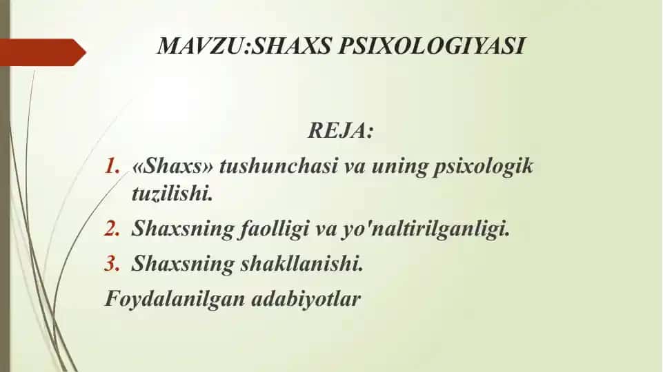 Shaxs Psixologiyasi