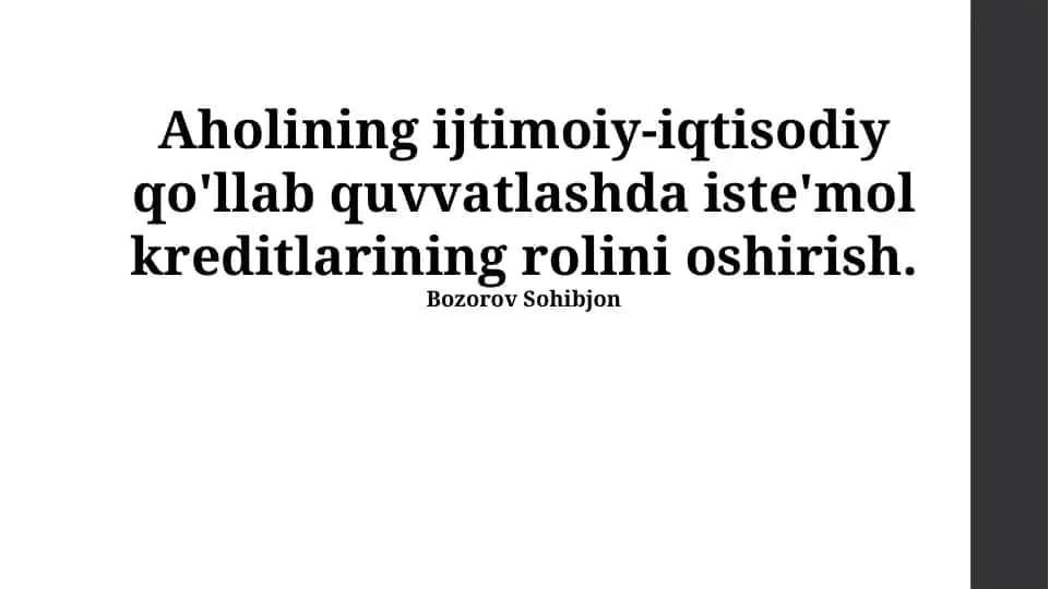 Iste'mol kreditlarining rolini oshirish