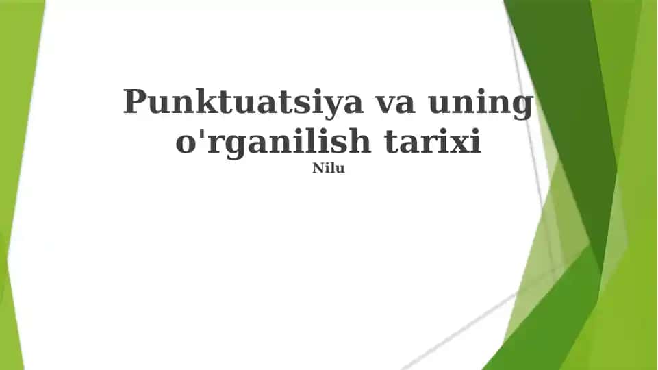 Punktuatsiya va uning o'rganilish tarixi