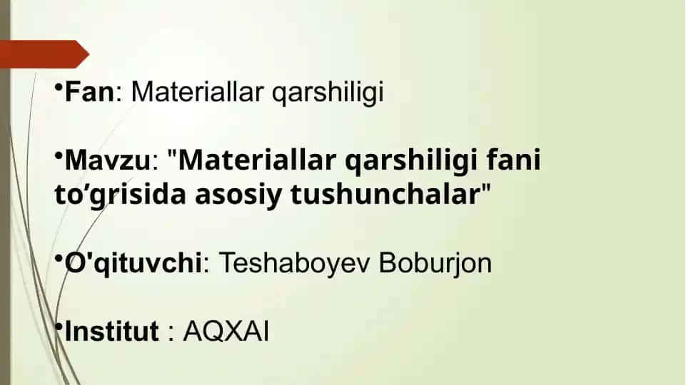 Materiallar qarshiligi faniti