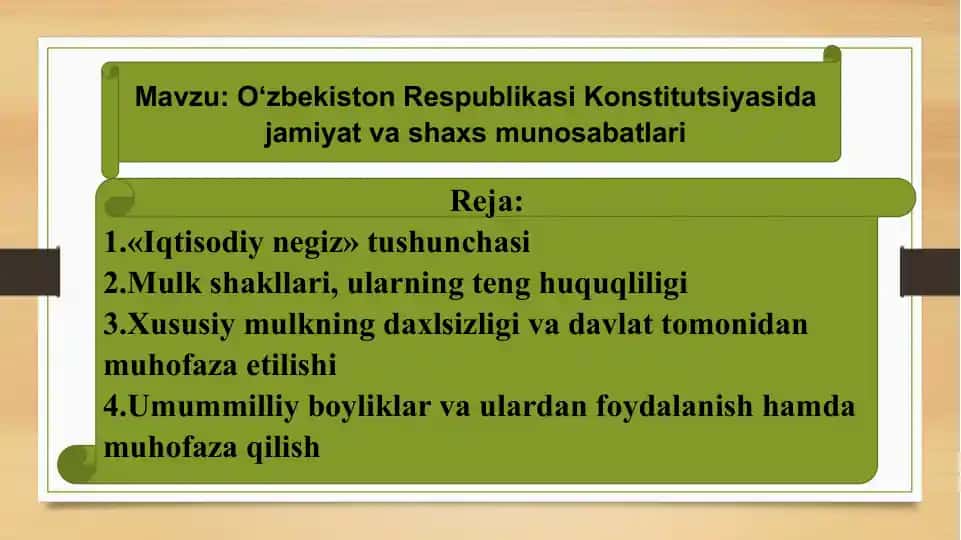 O'zbekiston Respublikasi Konstitutsiyasidagi jamiyat va shaxs munosabatlari
