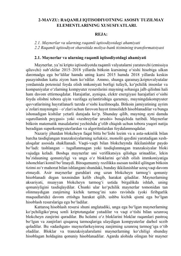 Maynerlar va ularning raqamli iqtisodiyotdagi ahamiyati