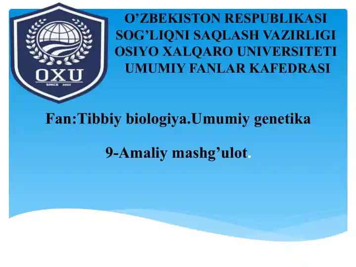 Irsiyatning molekulyar asoslari. DNK va RNK sintezi
