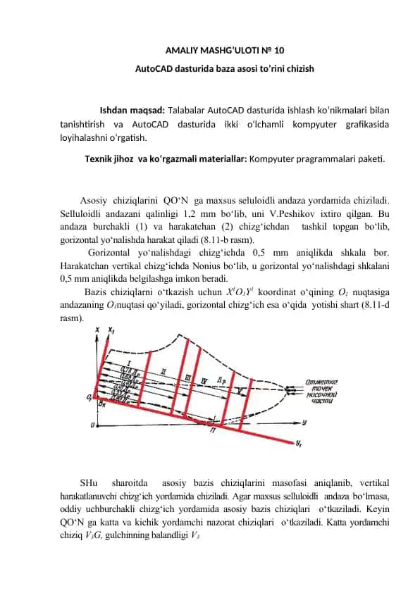AutoCAD dasturida baza asosi to’rini chizish