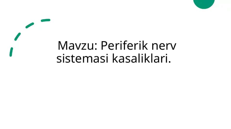 Periferik nerv sistemasi kasalliklari