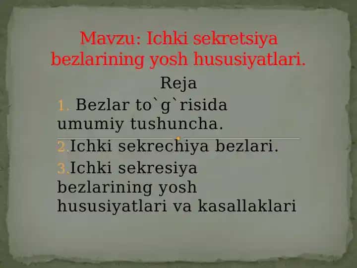 Ichkisekretsiya bezlarining yosh hususiyatlari