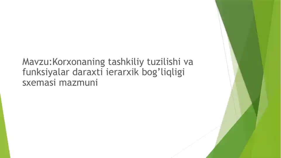 Korxonaning tashkiliy tuzilishi va funksiyalari