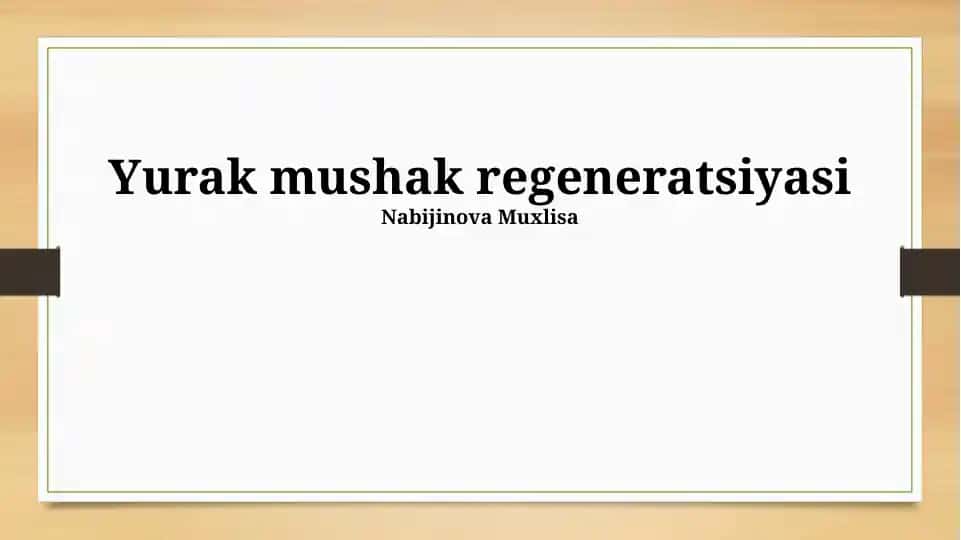 Yurak mushak regeneratsiyasi