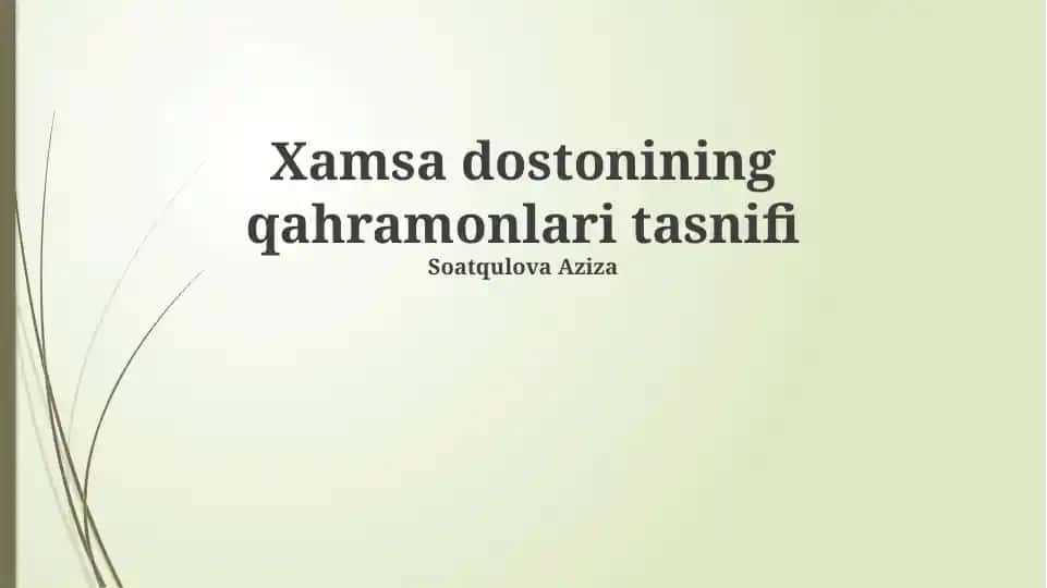 Xamsa dostonining qahramonlari tasnifi