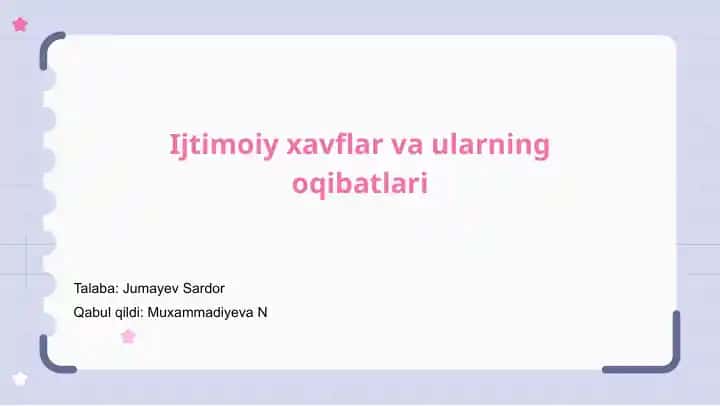 Ijtimoiy xavflar va ularning oqibatlari