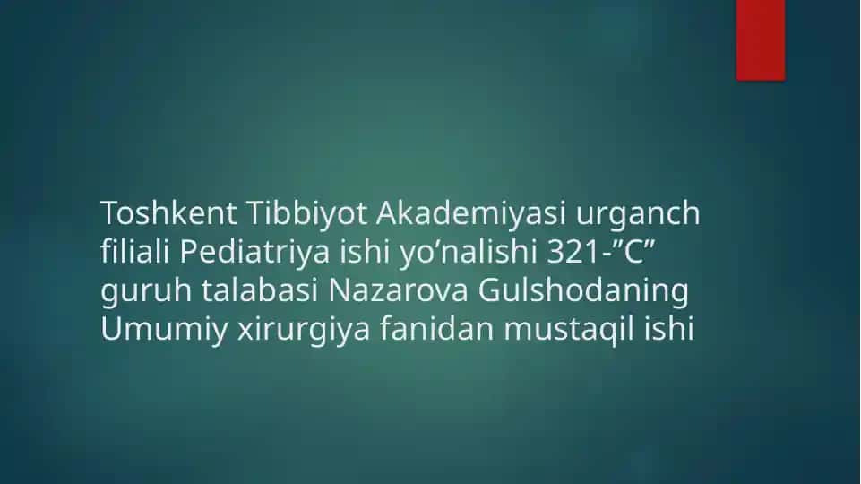 Pediatriya ishi yo’nalishi