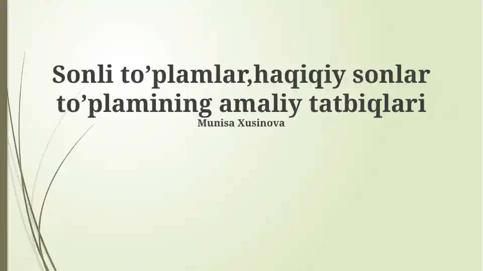 Haqiqiy Sonlar To'plamining Dasturlashda Qo'llanilishi