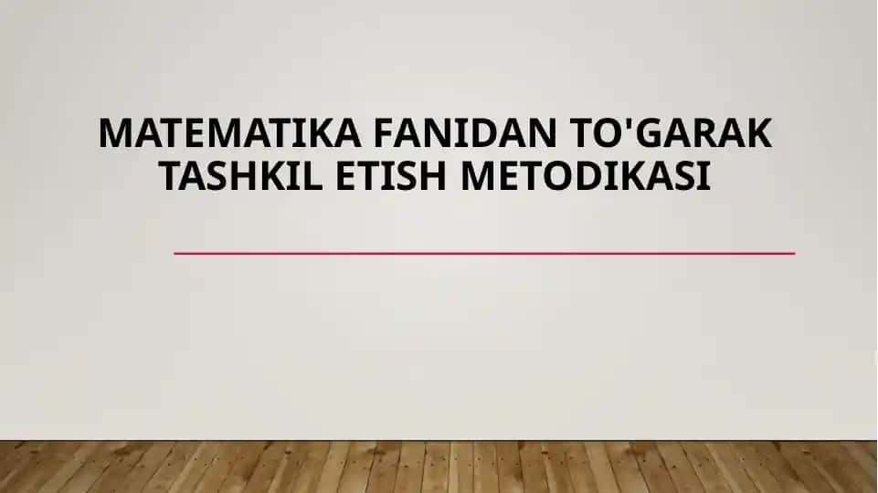 Matematikadan Itashqariish Metodikasi