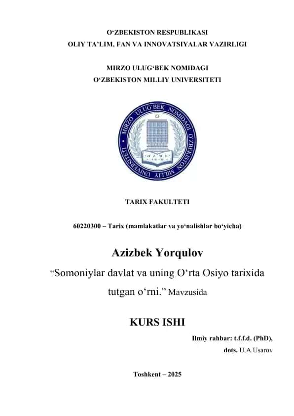 Somoniylar davlati tarixi
