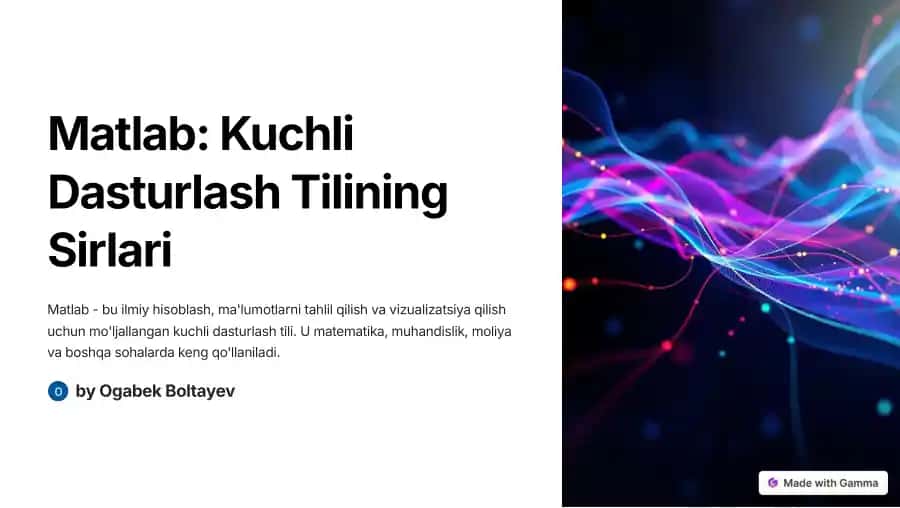 Matlab: Kuchli Dasturlash Tilining Sirlari