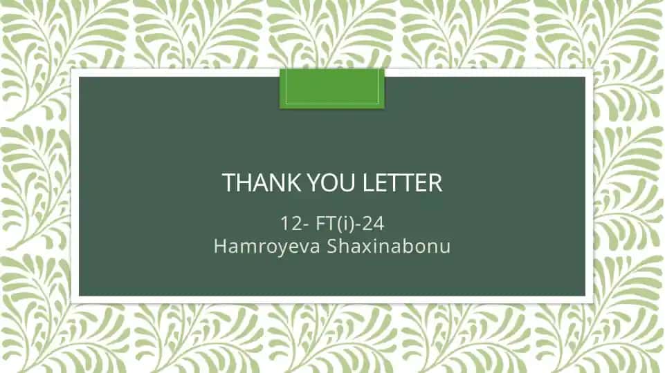 Thank You Letter