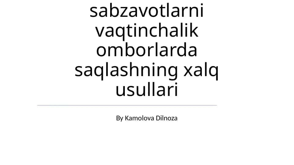 Ildiz mevali sabzavotlarni vaqtinchalik omborlarda saqlashning xalq usullari