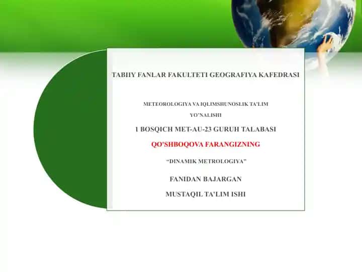 TUMANLAR SHAKLLANISHINING FIZIK-METEOROLOGIK SHAROITLARI, ULARNING TASNIFI