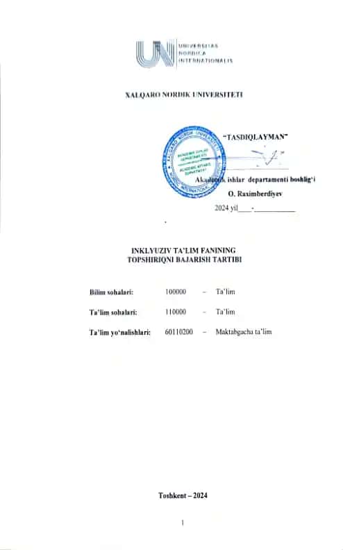 Inklyuziv ta'lim fanining amaliy mashg'ulot va taqdimot ishlari to‘plami