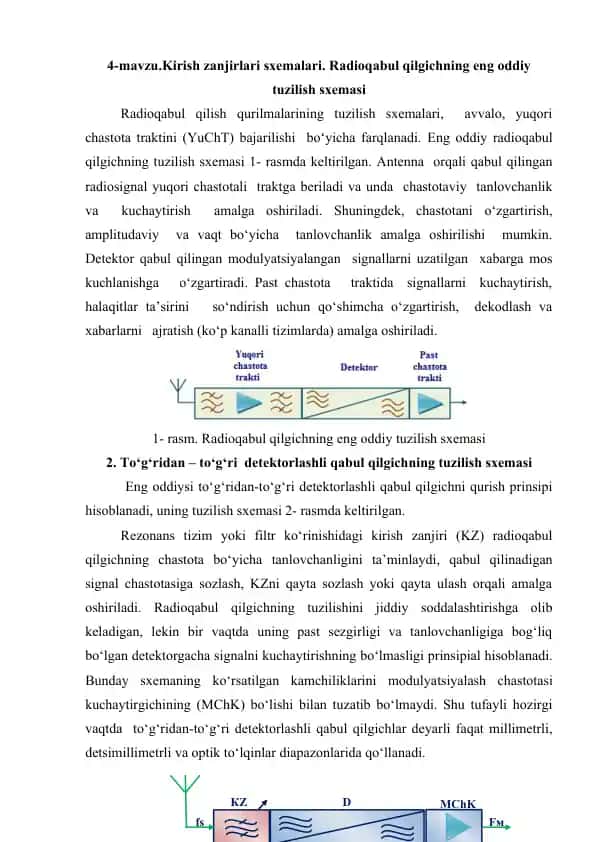 Radio qabul qilgich tuzilishi
