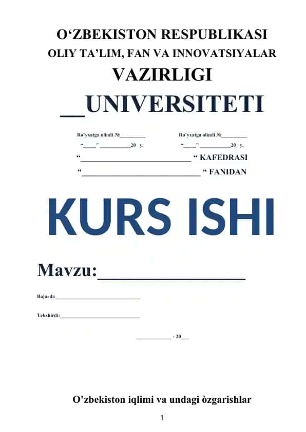 O'zbekiston iqlimi va undagi ozgarishlar - Kurs ishi