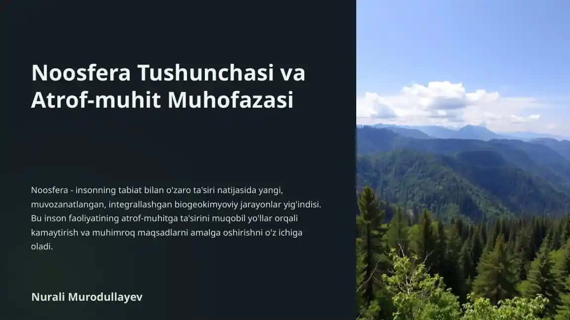 Noosfera Tushunchasi va Atrof-muhit Muhofazasi