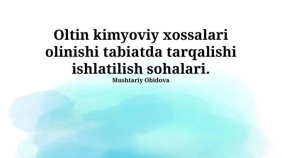 Oltin kimyoviy xossalari
