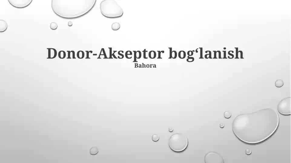 Donor-Akseptor bogʻlanish
