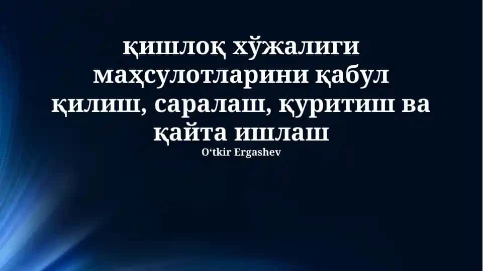 Qishloq xo'jaligi mahsulotlarini quritish