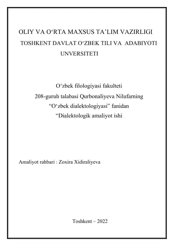 O‘zbek dialektologiyasi