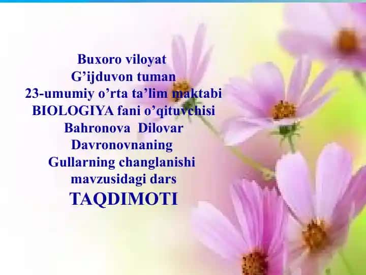 Gullarning changlanishi mavzusidagi dars