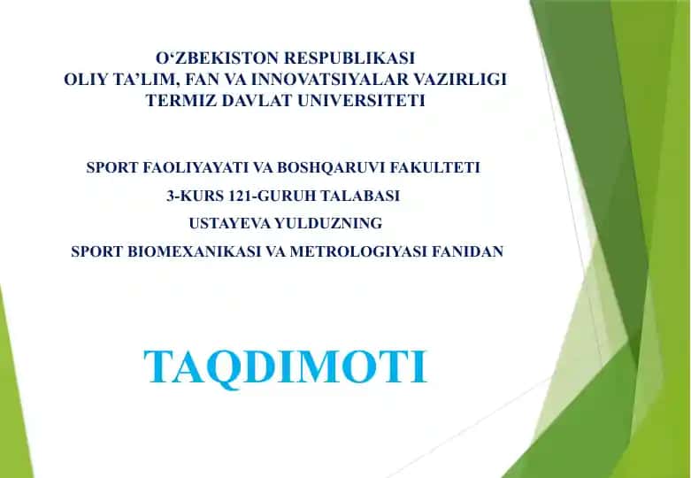 Sport biomexanikasida foydalaniladigan kattaliklar, o‘lchov birliksiz parametrlar, o’xshashliklar tahlili