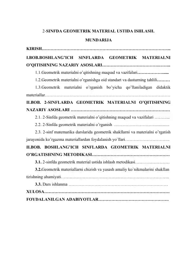 Geometrik material ustida ishlash