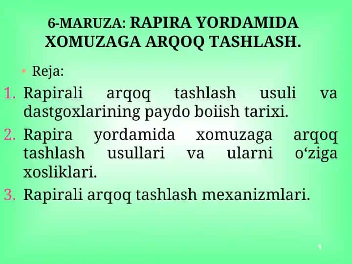 Rapira yordamida xomuzaga arqoq tashlash