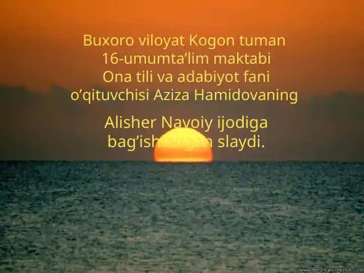 Alisher Navoiy ijodiga bag’ishlangan slaydi