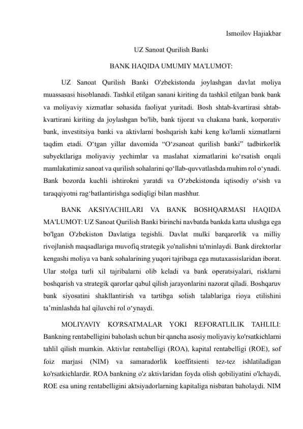 UZ Sanoat Qurilish Banki
