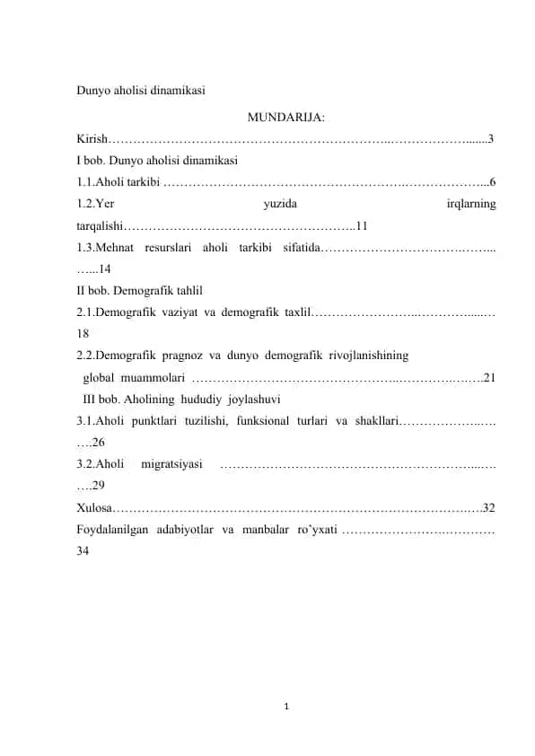 Dunyo aholisi dinamikasi