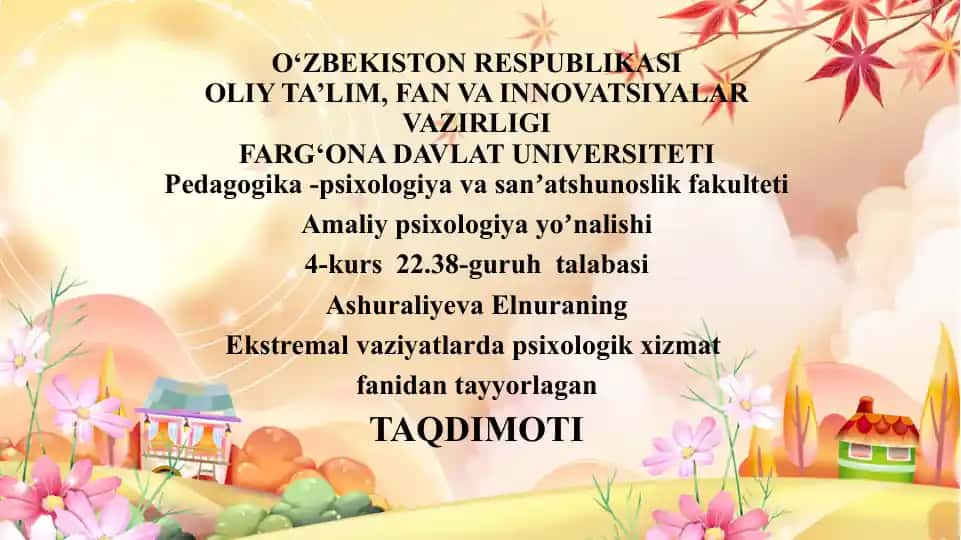Psixologiya va san’atshunoslik fakulteti