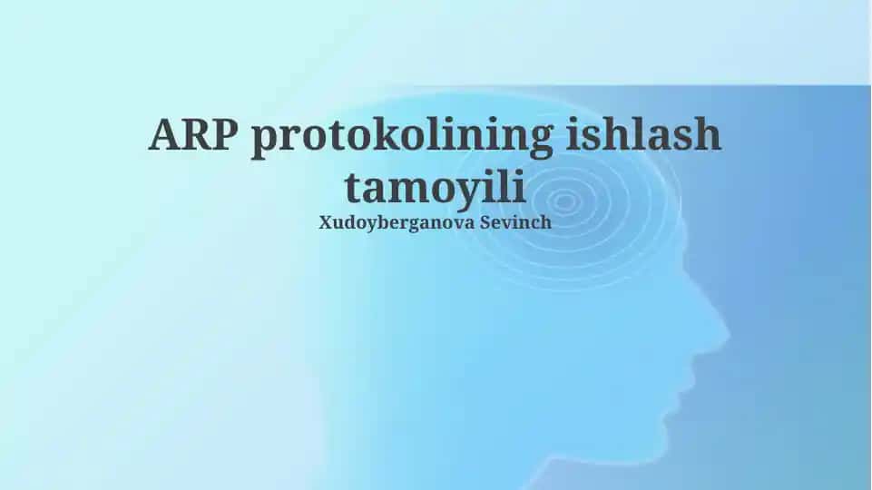 ARP protokolining ishlash tamoyili
