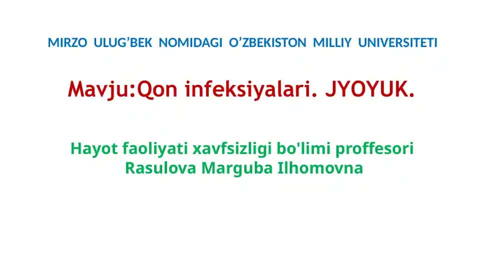 Qon infeksiyalari. JYOYUK