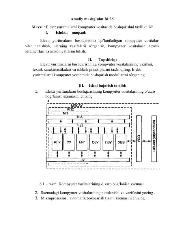 Elektr yuritmalarni kompyuter vositasida boshqarishni taxlil qilish