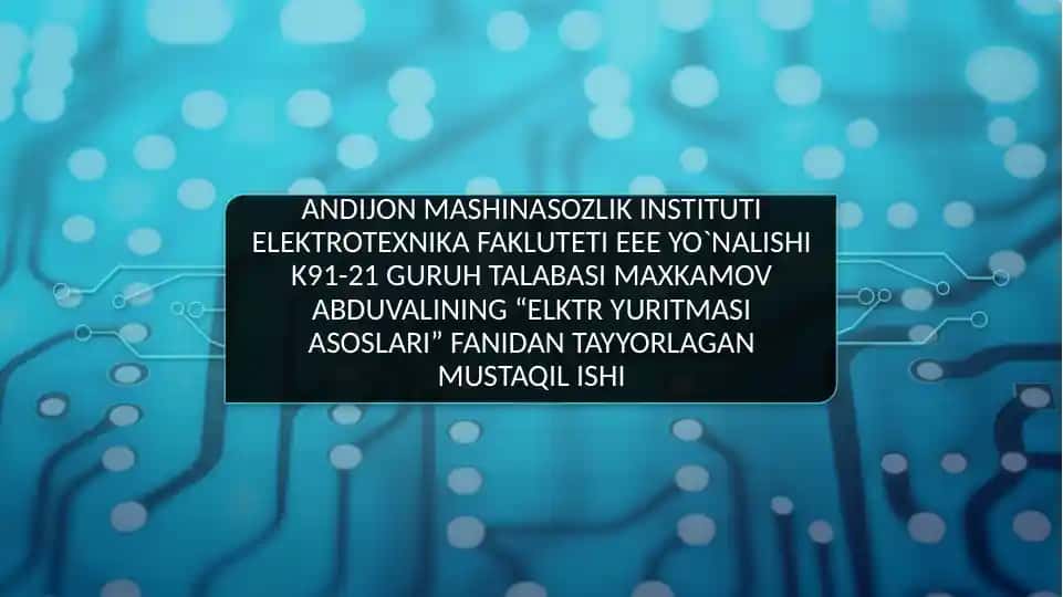 K2330B pressdastgohining elektr va kinematik sxemalari va ish tavsiflari