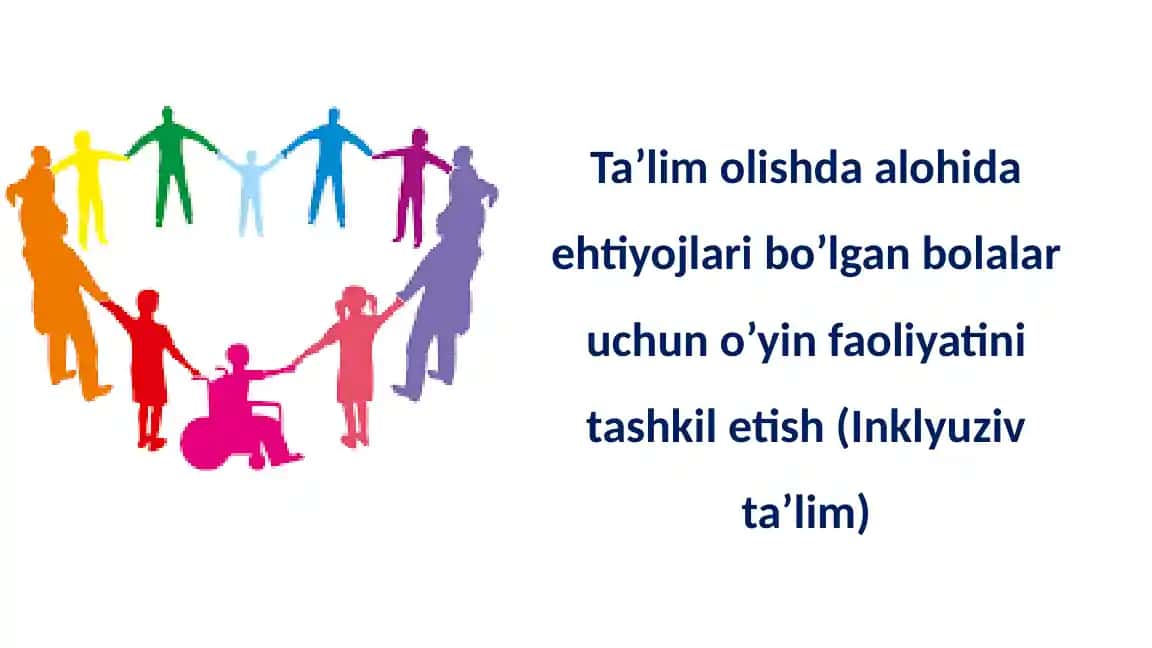 Alohida ehtiyojlariga ega bolalar uchun O'yin faoliyatini tashkil etish (Inklyuziv ta'lim)