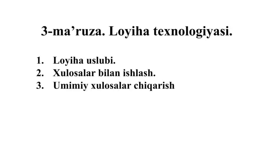 Loyiha texnologiyasi